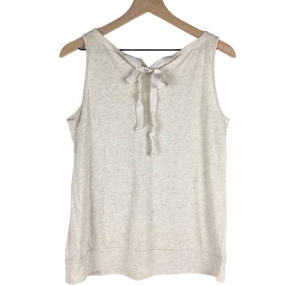 LOFT Tank Top Keyhole Tie Back Beaded Neckline Sleeveless Boho Minimalist Medium - Picture 3 of 9